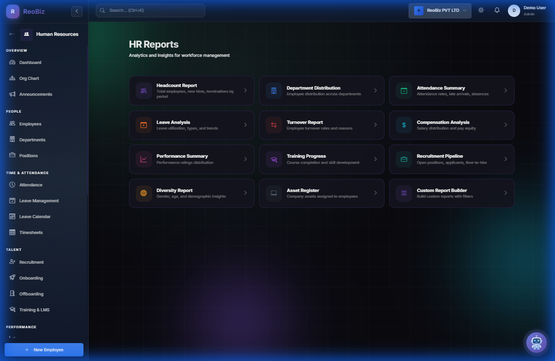 HR reports and analytics dashboard