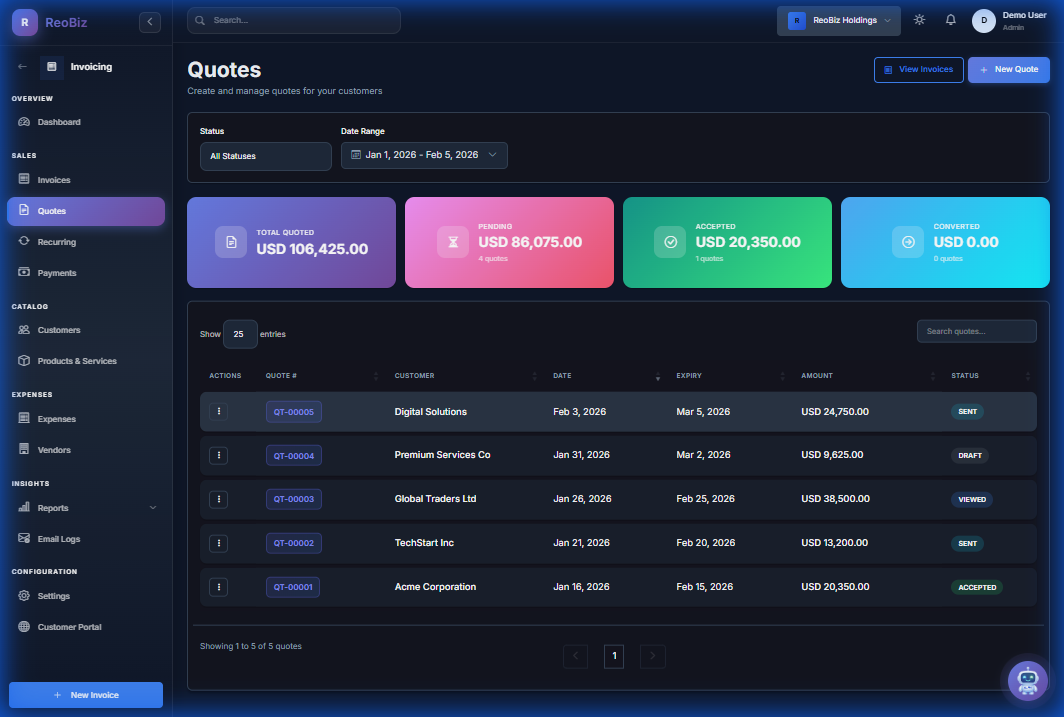 Quotes - Create and track estimates