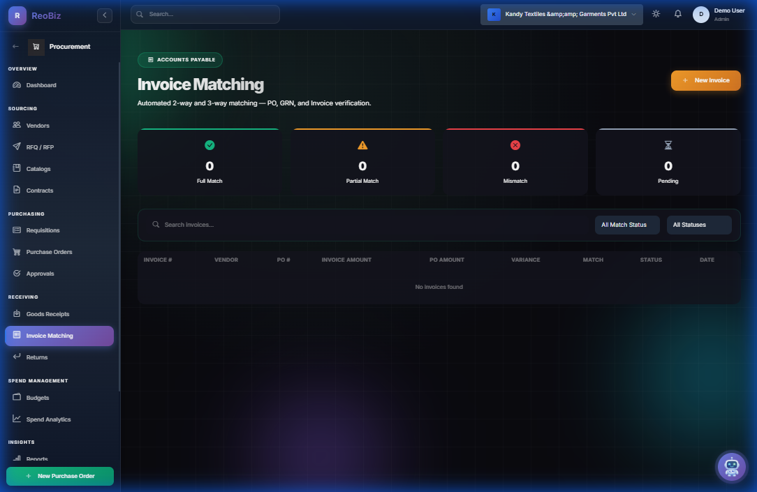 3-Way Invoice Matching with automated discrepancy detection