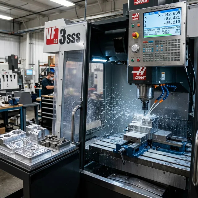 CNC machining center processing precision metal components