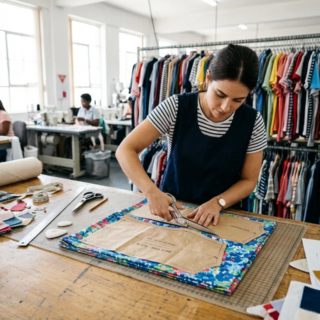 Fabric cutting and pattern design in a garment factory